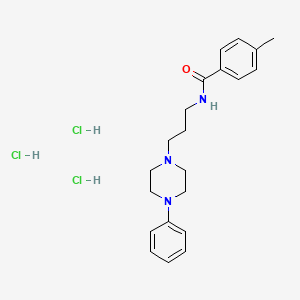 molecular formula C21H30Cl3N3O B12766852 Benzamide, 4-methyl-N-(3-(4-phenyl-1-piperazinyl)propyl)-, trihydrochloride CAS No. 125775-35-1