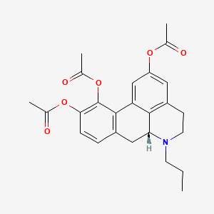 molecular formula C25H27NO6 B12766863 2,10,11-Triacetoxy-5,6,6a,7-tetrahydro-6-propyl-4H-dibenzo(de,g)quinoline, (R)- CAS No. 81409-70-3