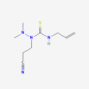 molecular formula C9H16N4S B12766876 Hydrazinecarbothioamide, 1-(2-cyanoethyl)-2,2-dimethyl-N-2-propenyl- CAS No. 96804-31-8