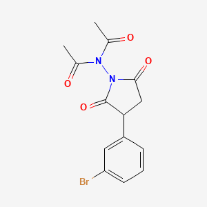 molecular formula C14H13BrN2O4 B12766887 N-Diacetylamino-3-bromophenylsuccinimide CAS No. 93553-59-4