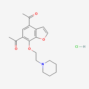 molecular formula C19H24ClNO4 B12767028 Piperidine, 1-(2-((4,6-diacetyl-7-benzofuranyl)oxy)ethyl)-, hydrochloride CAS No. 90138-48-0