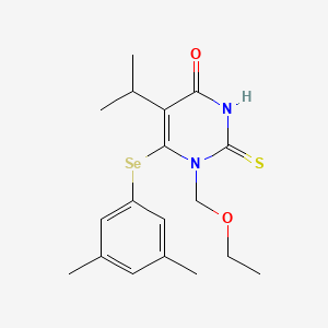 molecular formula C18H24N2O2SSe B12767139 4(1H)-Pyrimidinone, 6-((3,5-dimethylphenyl)seleno)-1-(ethoxymethyl)-2,3-dihydro-5-(1-methylethyl)-2-thioxo- CAS No. 172255-96-8