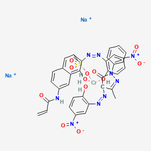 molecular formula C35H26CrN9Na2O12S+ B12767263 Chromate(2-), (2,4-dihydro-4-((2-hydroxy-5-nitrophenyl)azo)-5-methyl-2-phenyl-3H-pyrazol-3-onato(2-))(4-hydroxy-3-((2-hydroxy-5-nitrophenyl)azo)-6-((1-oxo-2-propenyl)amino)-2-naphthalenesulfonato(3-))-, disodium CAS No. 80997-95-1