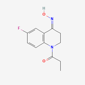molecular formula C12H13FN2O2 B12767281 6-Fluoro-4-oximino-1-propionyl-1,2,3,4-tetrahydroquinoline CAS No. 81892-46-8