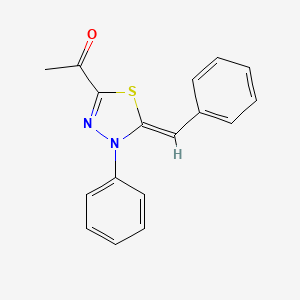 molecular formula C17H14N2OS B12767338 1-(4-Phenyl-5-(phenylmethylene)-4,5-dihydro-1,3,4-thiadiazol-2-yl)ethanone CAS No. 147878-13-5