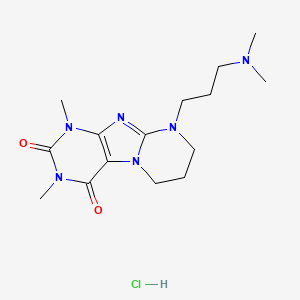 molecular formula C15H25ClN6O2 B12767398 Pyrimido(2,1-f)purine-2,4(1H,3H)-dione, 6,7,8,9-tetrahydro-1,3-dimethyl-9-(3-(dimethylamino)propyl)-, monohydrochloride CAS No. 148711-93-7