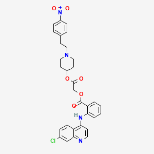 molecular formula C31H29ClN4O6 B12767412 Benzoic acid, 2-((7-chloro-4-quinolinyl)amino)-, 2-((1-(2-(4-nitrophenyl)ethyl)-4-piperidinyl)oxy)-2-oxoethyl ester CAS No. 86518-60-7