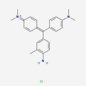 molecular formula C24H28ClN3 B12767420 Methylium, (4-amino-3-methylphenyl)bis(4-(dimethylamino)phenyl)-, chloride CAS No. 72102-59-1