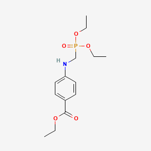 molecular formula C14H22NO5P B12767434 Benzoic acid, 4-(((diethoxyphosphinyl)methyl)amino)-, ethyl ester CAS No. 114416-19-2