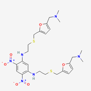 molecular formula C26H36N6O6S2 B12767454 N,N'-Bis(2-(5-(dimethylaminomethyl)-2-furanyl)methylthioethyl)-4,6-dinitro-1,3-benzenediamine CAS No. 138878-42-9