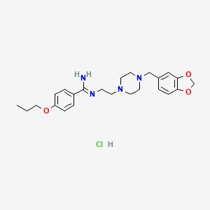 molecular formula C24H33ClN4O3 B12767492 N-(2-(4-(1,3-Benzodioxol-5-ylmethyl)-1-piperazinyl)ethyl)-4-propoxybenzenecarboximidamide HCl CAS No. 125575-13-5