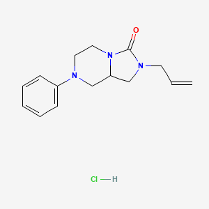 molecular formula C15H20ClN3O B12767511 Hexahydro-7-phenyl-2-(2-propenyl)imidazo(1,5-a)pyrazin-3(2H)-one monohydrochloride CAS No. 91533-00-5