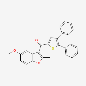 molecular formula C27H20O3S B12767538 Methanone, (4,5-diphenyl-2-thienyl)(5-methoxy-2-methyl-3-benzofuranyl)- CAS No. 132993-95-4