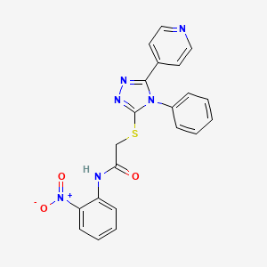 molecular formula C21H16N6O3S B12767551 Acetamide, N-(2-nitrophenyl)-2-((1-phenyl-5-(4-pyridinyl)-1H-1,3,4-triazol-2-yl)thio)- CAS No. 113518-51-7