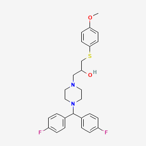 molecular formula C27H30F2N2O2S B12767571 1-(Bis(4-fluorophenyl)methyl)-4-(2-hydroxy-3-(4-methoxyphenyl)thiopropyl)piperazine CAS No. 143760-08-1