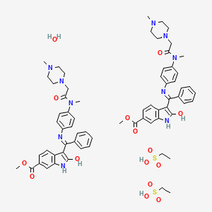 molecular formula C66H80N10O15S2 B12767574 Nintedanib esylate hemihydrate CAS No. 959762-24-4