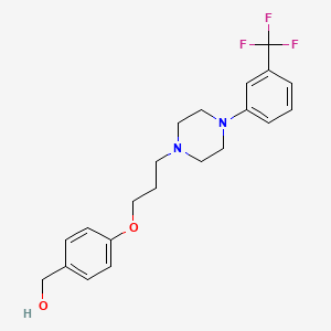 molecular formula C21H25F3N2O2 B12767578 Benzenemethanol, 4-(3-(4-(3-(trifluoromethyl)phenyl)-1-piperazinyl)propoxy)- CAS No. 119321-50-5