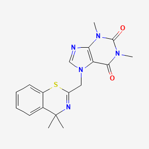 molecular formula C18H19N5O2S B12767621 Theophylline, 7-((4,4-dimethyl-4H-1,3-benzothiazin-2-yl)methyl)- CAS No. 102367-56-6