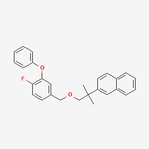 molecular formula C27H25FO2 B12767656 Naphthalene, 2-(1,1-dimethyl-2-((4-fluoro-3-phenoxyphenyl)methoxy)ethyl)- CAS No. 83493-00-9