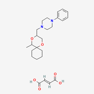 molecular formula C25H36N2O6 B12767718 Piperazine, 1-((5-methyl-1,4-dioxaspiro(5.5)undec-3-yl)methyl)-4-phenyl-, (E)-2-butenedioate CAS No. 97306-34-8