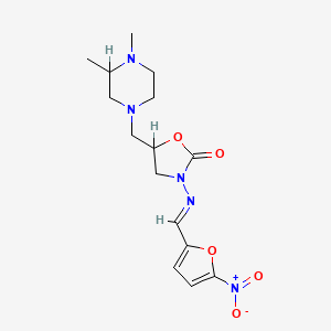 molecular formula C15H21N5O5 B12767751 5-((3,4-Dimethyl-1-piperazinyl)methyl)-3-((5-nitro-2-furfurylidene)amino)-2-oxazolidinone CAS No. 93722-19-1
