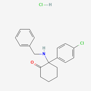molecular formula C19H21Cl2NO B12767768 Cyclohexanone, 2-benzylamino-2-(p-chlorophenyl)-, hydrochloride CAS No. 96783-26-5