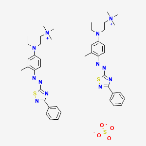 molecular formula C44H58N12O4S3 B12767789 (2-(Ethyl(3-methyl-4-((3-phenyl-1,2,4-thiadiazol-5-yl)azo)phenyl)amino)ethyl)trimethylammonium sulphate CAS No. 85283-76-7