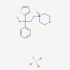 molecular formula C19H27NO5S2 B12767848 Tiemonium mesylate CAS No. 64997-20-2