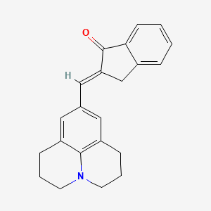 molecular formula C22H21NO B12767863 2-((2,3,6,7-Tetrahydro-1H,5H-benzo(ij)quinolizin-9-yl)methylene)indan-1-one CAS No. 72700-01-7