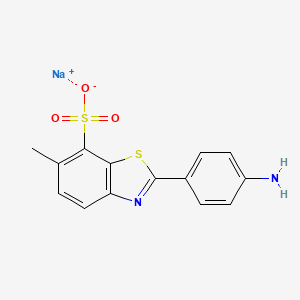 molecular formula C14H11N2NaO3S2 B12767886 7-Benzothiazolesulfonic acid, 2-(4-aminophenyl)-6-methyl-, monosodium salt CAS No. 74578-05-5