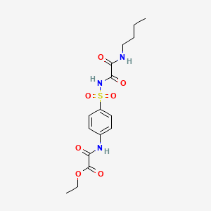 molecular formula C16H21N3O7S B12767929 Acetic acid, ((4-((((butylamino)oxoacetyl)amino)sulfonyl)phenyl)amino)oxo-, ethyl ester CAS No. 81717-20-6
