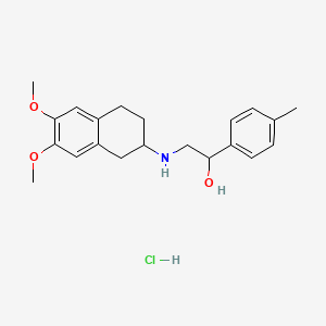 molecular formula C21H28ClNO3 B12767933 Benzenemethanol, 4-methyl-alpha-(((1,2,3,4-tetrahydro-6,7-dimethoxy-2-naphthalenyl)amino)methyl)-, hydrochloride CAS No. 116680-72-9