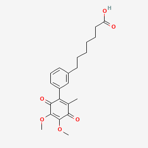 molecular formula C22H26O6 B12767957 Benzeneheptanoic acid, zeta-(4,5-dimethoxy-3,6-dioxo-2-methyl-1,4-cyclohexadien-1-yl)- CAS No. 103186-00-1