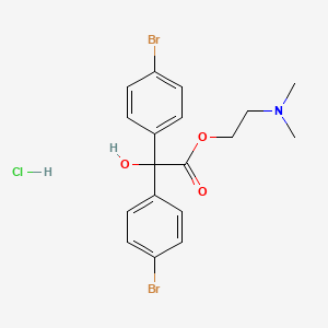 molecular formula C18H20Br2ClNO3 B12767974 Benzeneacetic acid, 4-bromo-alpha-(4-bromophenyl)-alpha-hydroxy-, 2-(dimethylamino)ethyl ester, hydrochloride CAS No. 134871-08-2