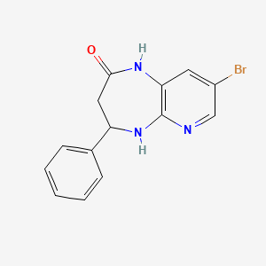molecular formula C14H12BrN3O B12767980 8-Bromo-4-phenyl-4,5-dihydro-1H-pyrido(3,4-b)(1,4)diazepin-2(3H)-one CAS No. 87474-43-9