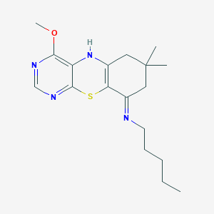 molecular formula C18H26N4OS B12767987 4-Methoxy-7,7-dimethyl-9-pentylamino-7,8-dihydro-1,3-diazaphenothiazine CAS No. 102688-86-8