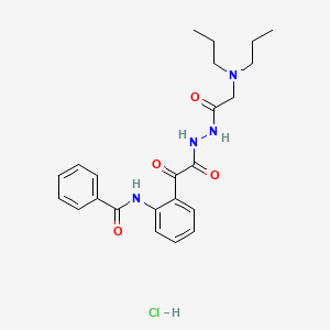 molecular formula C23H29ClN4O4 B12768001 Hydrazine, 1-((dipropylamino)acetyl)-2-((o-benzamidophenyl)oxalyl)-, hydrochloride, hydrate CAS No. 85080-19-9
