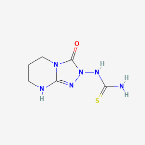 molecular formula C6H10N6OS B12768006 Thiourea, N-(2,3,5,6,7,8-hexahydro-3-oxo-1,2,4-triazolo(4,3-a)pyrimidin-2-yl)- CAS No. 120602-28-0