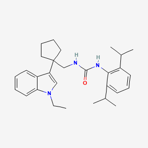molecular formula C29H39N3O B12768032 Urea, N-(2,6-bis(1-methylethyl)phenyl)-N'-((1-(1-ethyl-1H-indol-3-yl)cyclopentyl)methyl)- CAS No. 145131-22-2
