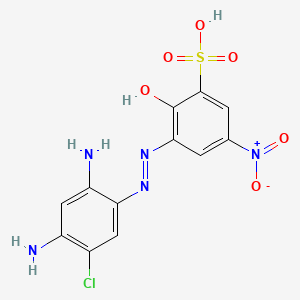 molecular formula C12H10ClN5O6S B12768078 Benzenesulfonic acid, 3-((2,4-diamino-5-chlorophenyl)azo)-2-hydroxy-5-nitro- CAS No. 72927-79-8