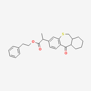 molecular formula C25H28O3S B12768201 Phenethyl trans-2-(6,6a,7,8,9,10,10a,11-octahydro-11-oxo-dibenzo(b,e)thiepin-3-yl)propionate CAS No. 80772-71-0