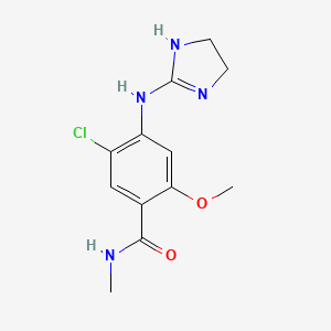 molecular formula C12H15ClN4O2 B12768228 Benzamide, 5-chloro-4-((4,5-dihydro-1H-imidazol-2-yl)amino)-2-methoxy-N-methyl- CAS No. 132116-67-7
