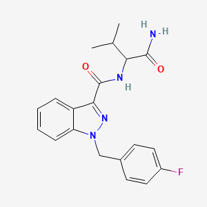 molecular formula C20H21FN4O2 B12768253 N-(1-Amino-3-methyl-1-oxobutan-2-yl)-1-(4-fluorobenzyl)-1H-indazole-3-carboxamide CAS No. 1629062-56-1