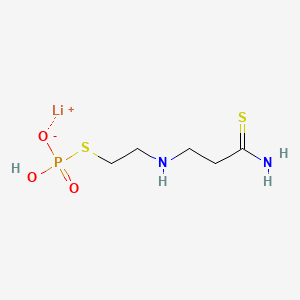 molecular formula C5H12LiN2O3PS2 B12768278 lithium;2-[(3-amino-3-sulfanylidenepropyl)amino]ethylsulfanyl-hydroxyphosphinate CAS No. 127914-09-4