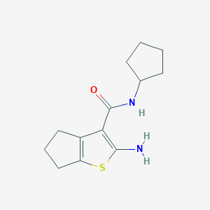 molecular formula C13H18N2OS B1276829 2-amino-N-cyclopentyl-5,6-dihydro-4H-cyclopenta[b]thiophene-3-carboxamide CAS No. 590358-28-4