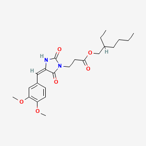 molecular formula C23H32N2O6 B12768389 Ethylhexyl dimethoxybenzylidene dioxoimidazolidine propionate CAS No. 113757-49-6