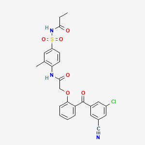 molecular formula C26H22ClN3O6S B12768395 N-[4-[[2-[2-(3-chloro-5-cyanobenzoyl)phenoxy]acetyl]amino]-3-methylphenyl]sulfonylpropanamide CAS No. 855122-98-4