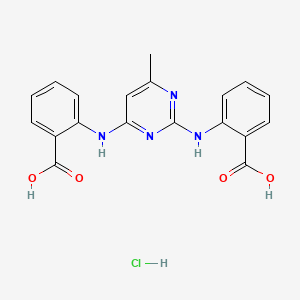 molecular formula C19H17ClN4O4 B12768429 Anthranilic acid, N,N'-(6-methylpyrimidin-2,4-ylene)di-, hydrochloride CAS No. 89467-35-6