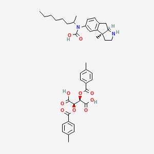 molecular formula C41H50N2O10 B12768497 [(3aR,8bS)-8b-methyl-2,3,3a,4-tetrahydro-1H-indeno[2,1-b]pyrrol-7-yl]-octan-2-ylcarbamic acid;(2R,3R)-2,3-bis[(4-methylbenzoyl)oxy]butanedioic acid CAS No. 139760-80-8