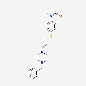 molecular formula C22H29N3OS B12768551 Acetamide, N-(4-((3-(4-(phenylmethyl)-1-piperazinyl)propyl)thio)phenyl)- CAS No. 115030-32-5